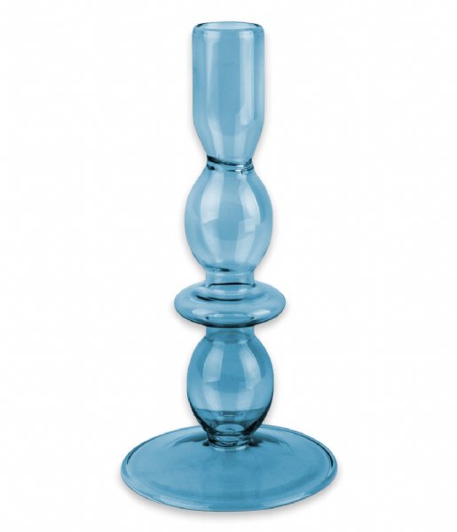 Present Time Lysestage Candle holder Glass Art bubbles Medium Dark Blue (PT3637DB)