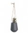 Present Time  Hanging pot Skittle ceramic Leather cord matt warm grey (PT2846GY)