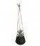 Present Time  Hanging pot Skittle ceramic small Leather cord matt black (PT2845BK)