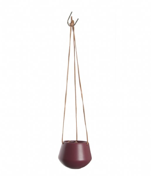 Present Time  Hanging pot Skittle ceramic small matt burgundy red (PT2845RD)