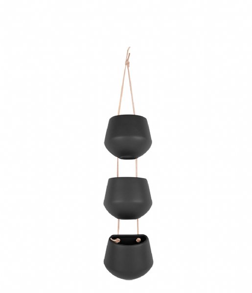 Present Time  Hanging pot Skittle in a Row small matt black (PT3387BK)