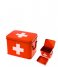 Present Time Opbevaringskurv Medicine storage box metal small red with white cross (HM0365M)