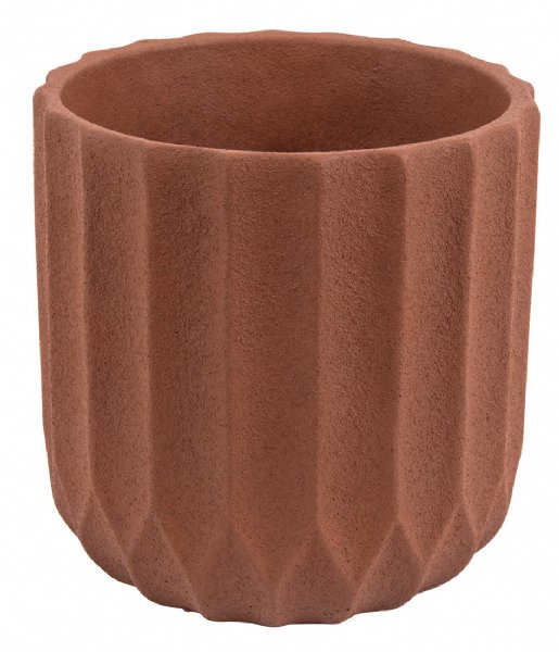 Present Time  Plant pot Stripes cement medium clay brown (PT3601BR)