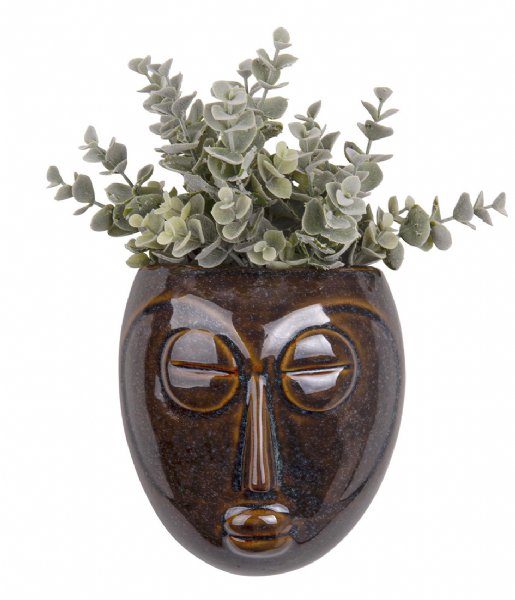 Present Time  Wall plant pot Mask glazed Dark Brown (PT3504BR)