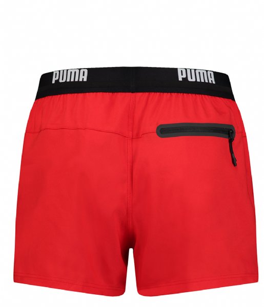 Puma  Logo Short Length Swim Shorts Red (002)