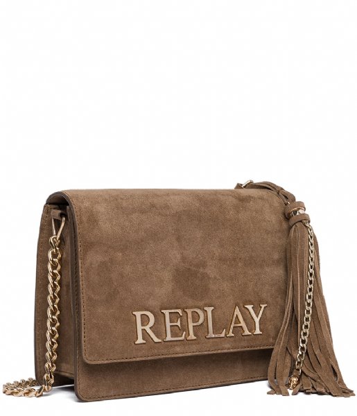 Replay  Leather Shoulder Bag amber brown