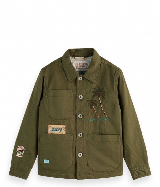 Scotch and Soda  Boys Embroidery Artwork Workwear Jacket Military (0360)