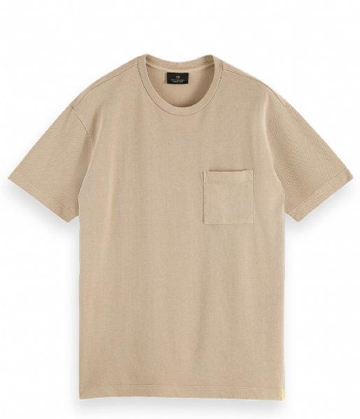 Scotch and Soda  Organic cotton garment dyed pique crewneck t shirt Sand (0137)