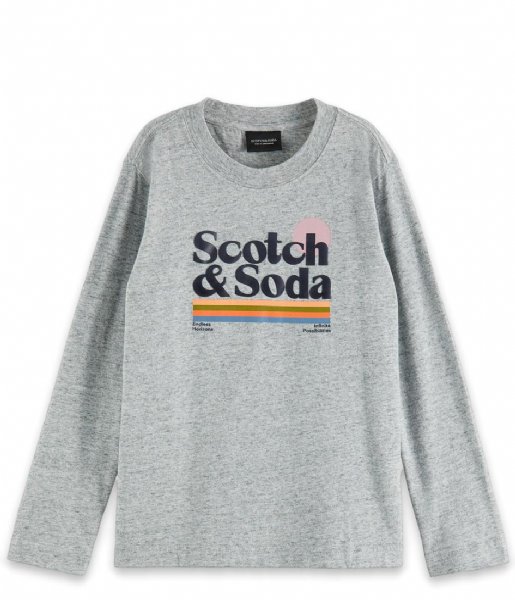 Scotch and Soda  Boys Long-sleeved brushed-cotton artwork T-shirt Grey Melange (606)