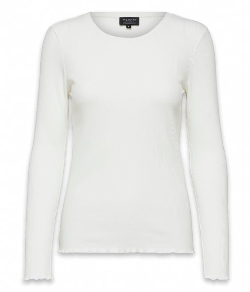 Selected Femme  Anna Long Sleeve Crew Neck Tee S Snow White