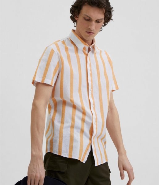 Selected Homme  Reg New Linen Short Sleeve Classic Apricot