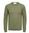 Selected Homme  Wes Long Sleeve Knit Crew Neck W Deep Lichen Green