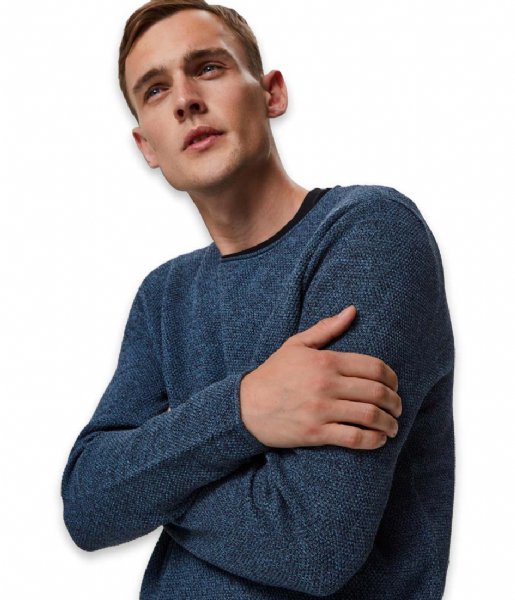 Selected Homme  Rocky Crew Neck B Dark Sapphire Twisted with blue mirage