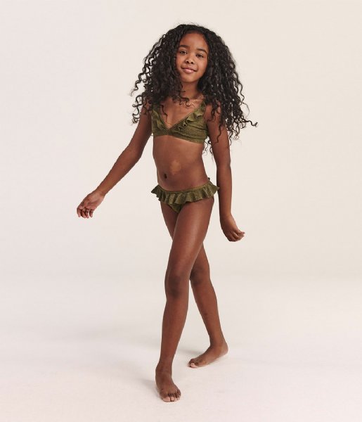 Shiwi  Kids Bella Bikini Set Sicily Glitter Palmtree Green (779)