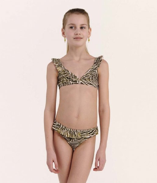 Shiwi  Kids Bella Bikini Set Zanzibar Zebra Palmtree Green (779)