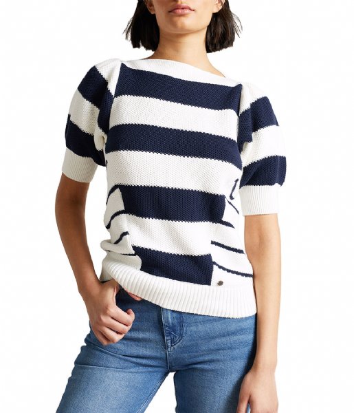 Ted Baker  Nessy Striped Puff Sleeve Sweater White