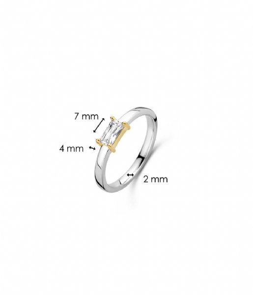 TI SENTO - Milano  925 Sterling Zilveren Ring 12247 Zirconia white yellow gold plated (12247ZY)
