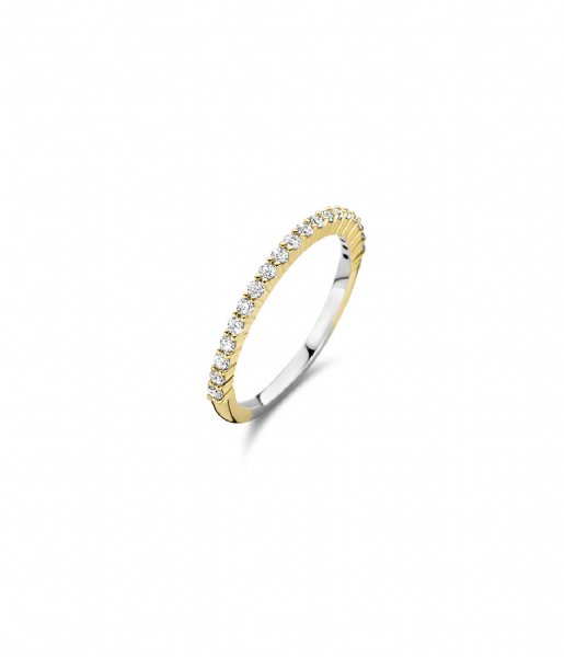 TI SENTO - Milano  925 Sterling Zilveren Ring 12268 Zirconia White Yellow Gold Plated (ZY)
