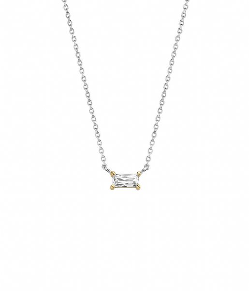 TI SENTO - Milano  925 Sterling Zilver Necklace 3977 Zirconia white yellow gold plated (3977ZY)