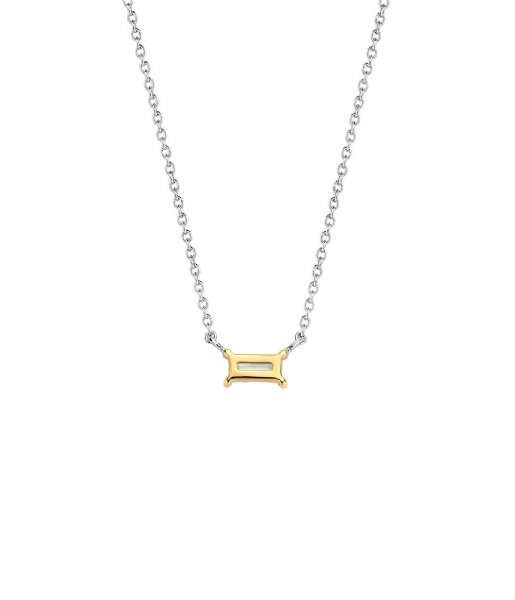 TI SENTO - Milano  925 Sterling Zilver Necklace 3977 Zirconia white yellow gold plated (3977ZY)