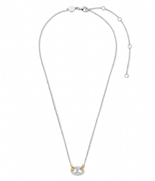 TI SENTO - Milano  925 Sterling Zilveren Ketting 3986 Zirconia White Yellow Gold Plated (ZY)
