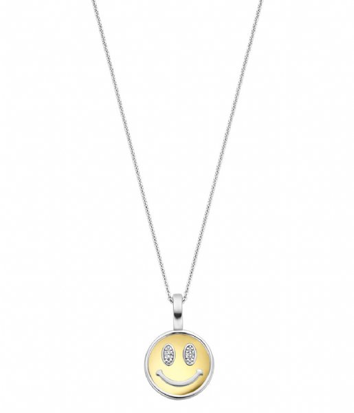 TI SENTO - Milano  Silver Gold Plated Pendant 6819ZY Zirconia white yellow gold plated