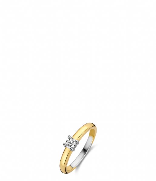 TI SENTO - Milano  925 Sterling Zilver Ring 12212 Zirconia white yellow gold plated