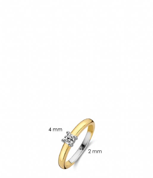 TI SENTO - Milano  925 Sterling Zilver Ring 12212 Zirconia white yellow gold plated