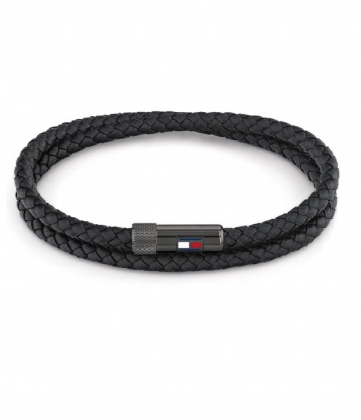 Tommy Hilfiger  Double Wrap Leather Bracelet Zwart (TJ2790262S)