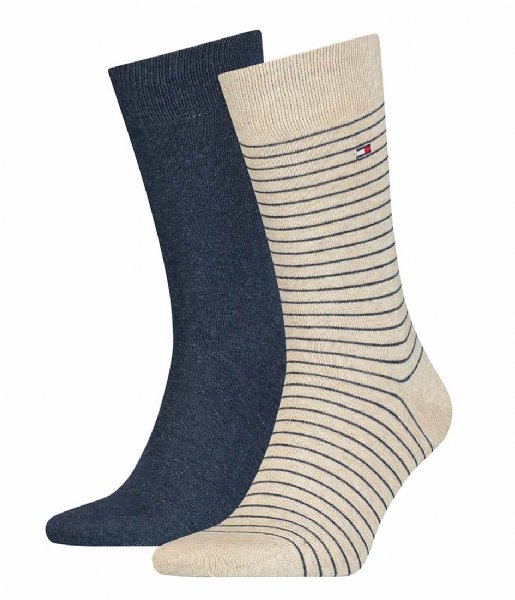 Tommy Hilfiger  Men Small Stripe Sock 2P 2-Pack Beige Melange (050)