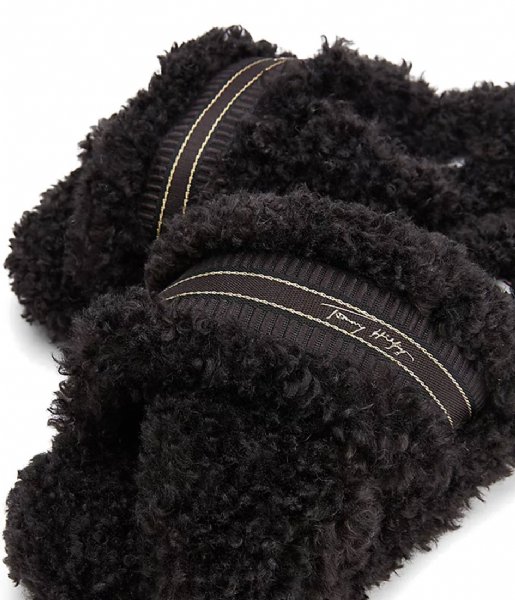 Tommy Hilfiger  Sherpa Fur Home Slippers Straps Black (BDS)