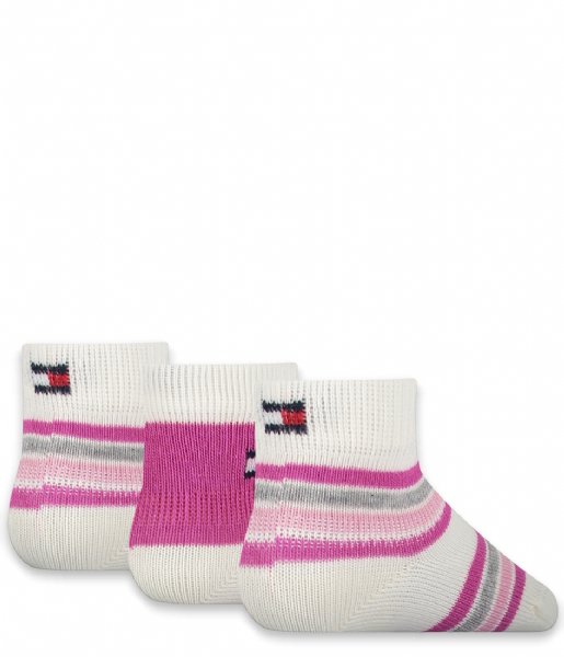 Tommy Hilfiger  Baby Sock 3P Newborn Stripe Giftbox Pink combo (002)