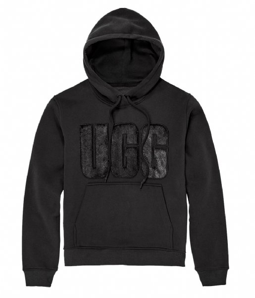 UGG  Rey Fuzzy Logo Hoodie Black