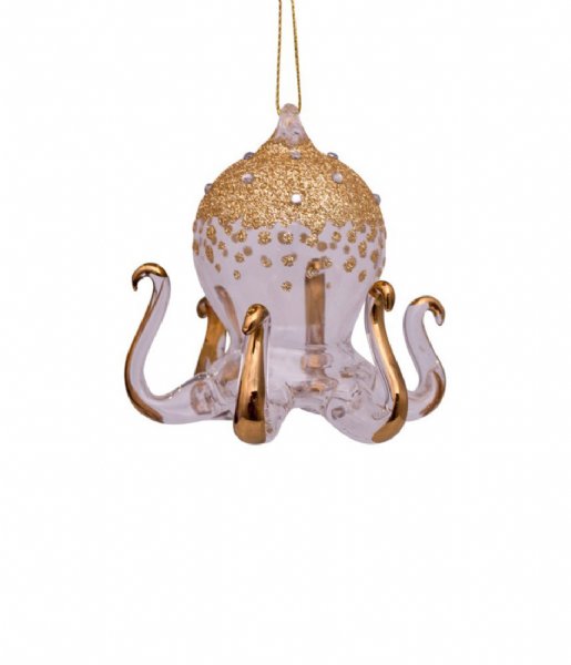 Vondels  Ornament glass diamonds squid H7cm Gold