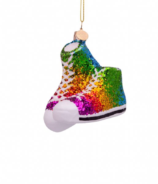 Vondels  Ornament glass rainbow shoes glitter H8cm Green