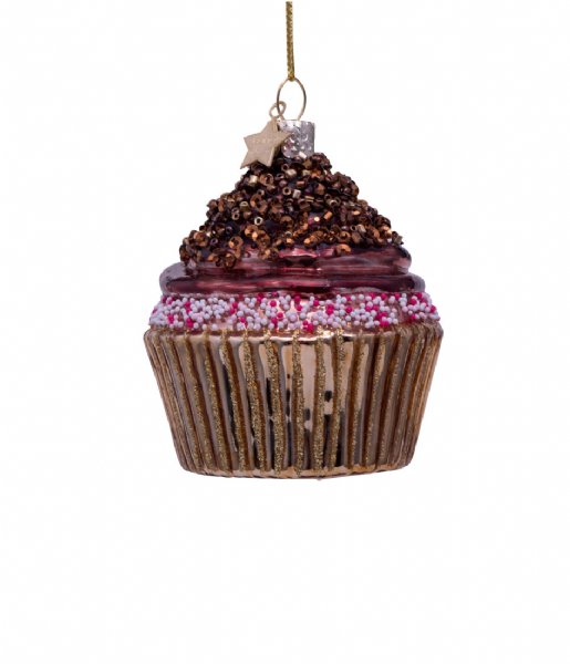 Vondels  Ornament glass chocolate cupcake H8cm Brown