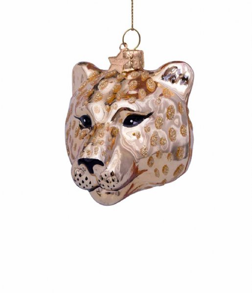 Vondels  Ornament Glass Shiny Panther Head 7.5 cm Gold plated
