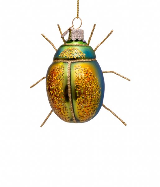 Vondels  Ornament glass scarabee glitter H8cm Blue Green