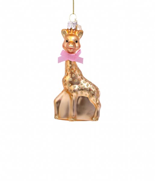 Vondels  Ornament glass Sophie la Girafe bow H10cm box Pink