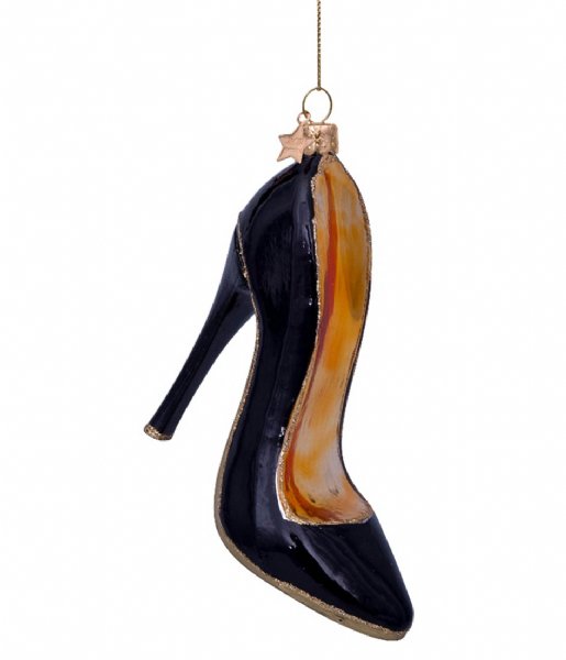 Vondels  Ornament Glass Black High Heel Pump Shoe 10cm Black