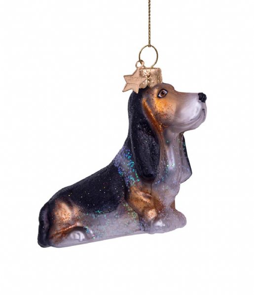 Vondels  Ornament Glass Basset Dog 7,5cm Black