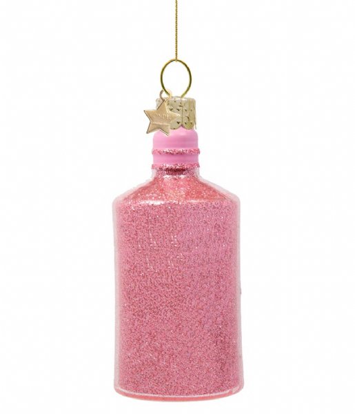 Vondels  Ornament Glass Pink Gin Bottle 10cm Pink