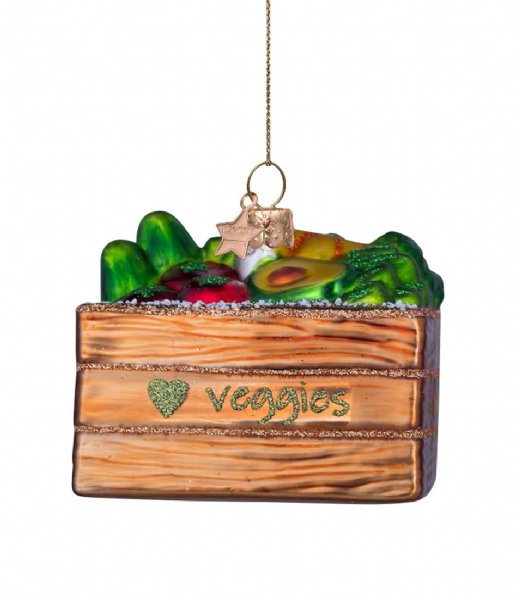 Vondels  Ornament Glass Multi Color Vegetable Box 6.5cm Multi Color